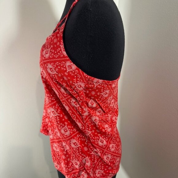 Red Bandana Sleeveless T Strap Back Tank    8303 - Picture 3 of 7